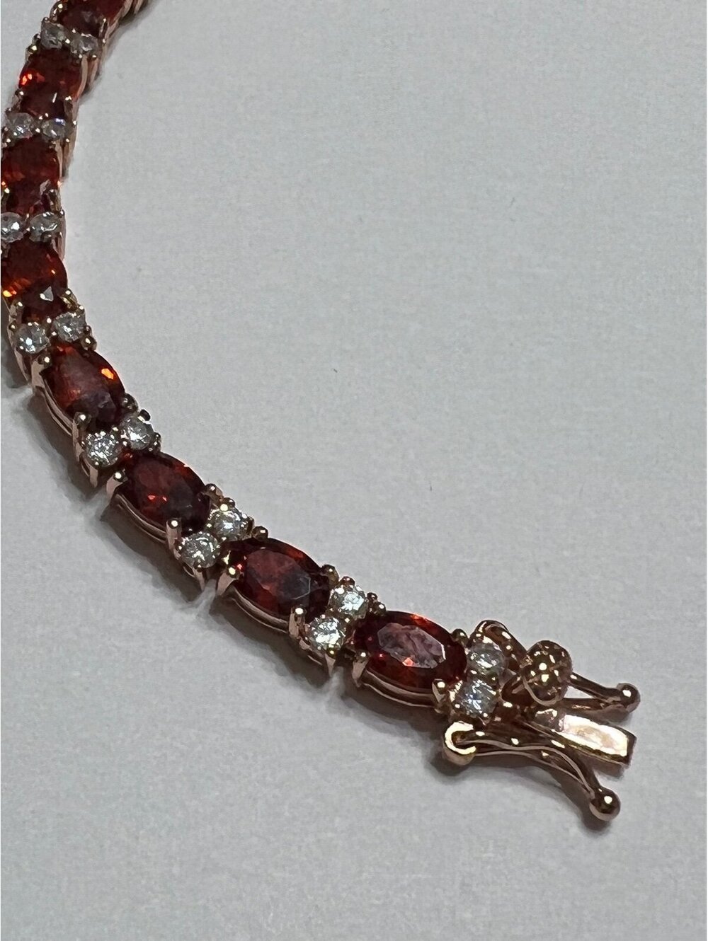 Stauer Tennis Bracelet Glamour ruby red luxury oval rose gold 925 gift box new